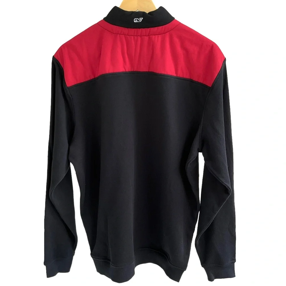 Vineyard Vines 1/4 Zip Pullover Sweatshirt Black Red Shirt Men’s M - Picture 8 of 16
